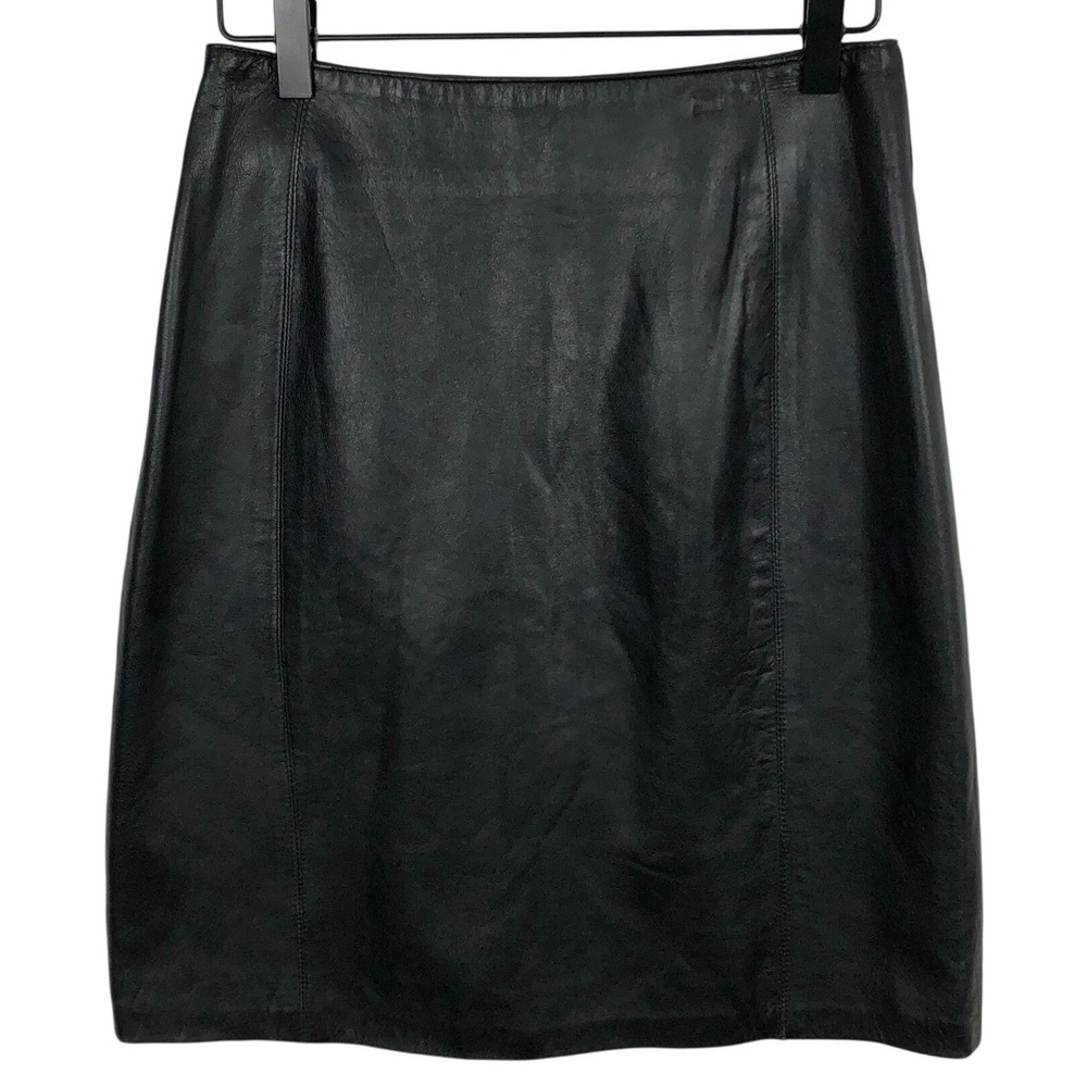 NWT VTG Studio Michelle Stuart Leather Pencil Skirt High Waist Sz 10 Black USA